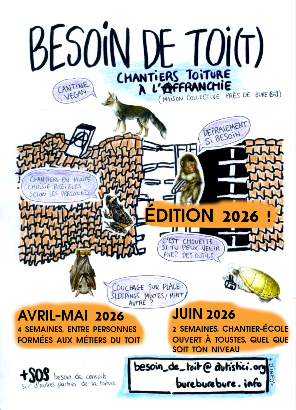 Affiche Chantiers Toiture 2026. Avril-mai-juin 2026